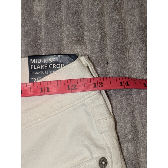 J.Crew Mid-Rise Flare Crop White Jeans Raw Hem Signature Stretch Sz 25 NWT $118 - Picture 9 of 12